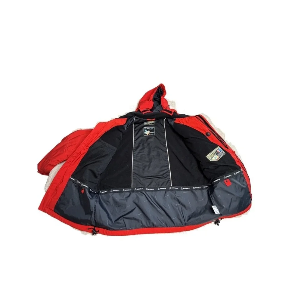 Volkl Ski Jacket‎ Mens L Red Waterproof Hooded Snowboard Technical Shell